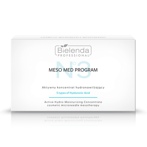 Bielenda Professional Meso Med Program Aktywny Przeciwzmarszczkowy Koncentrat Hydronawilżający z 5 Formami Kwasu Hialuronowego 10x3ml