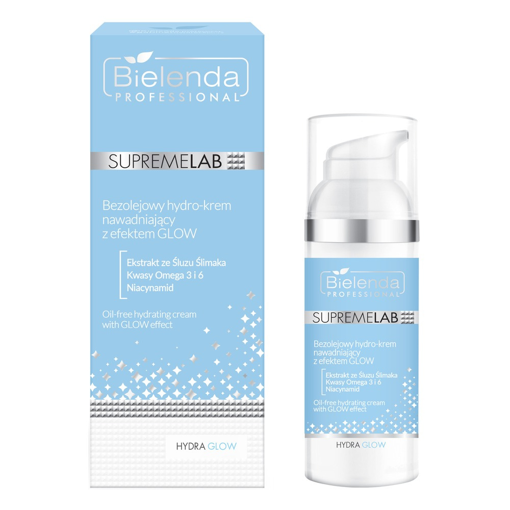 Bielenda Professional Supremelab Hydra Glow Bezolejowy Hydro-Krem Nawadniający z Efektem Glow z Niacynamidem dla Skóry Tłustej Mieszanej Problematycznej  50ml
