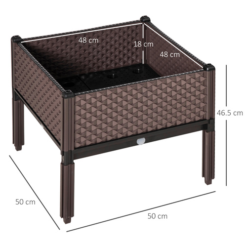 Outsunny Set of 2 Indoor/Outdoor Planter Boxes | Garden Raised Elevated Beds, Flowers Vegetables Fruits Herbs Container w/ Self-Watering Design Drainage Holes, Brown