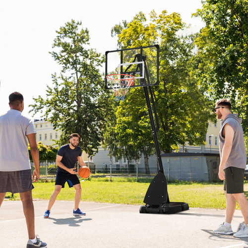 SPORTNOW 2.4-2.9m Adjustable Basketball Hoop and Stand with Weighted Base, Portable on Wheels, Black