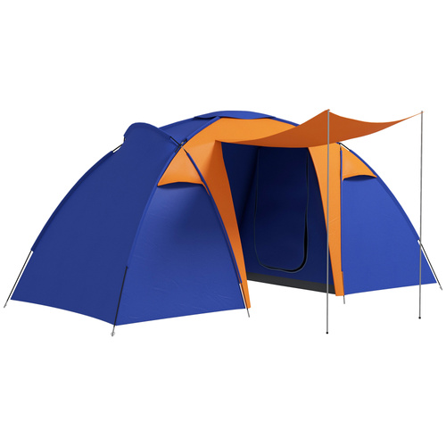 Outsunny Camping Tent with 2 Bedroom, Living Area and Porch, 4-6 Man Large Tunnel Tent, 2000mm Waterproof, Portable with Bag