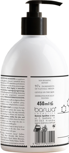 Barwa Pure Calm Nourishing Honey Liquid Soap for Dry Skin 450ml