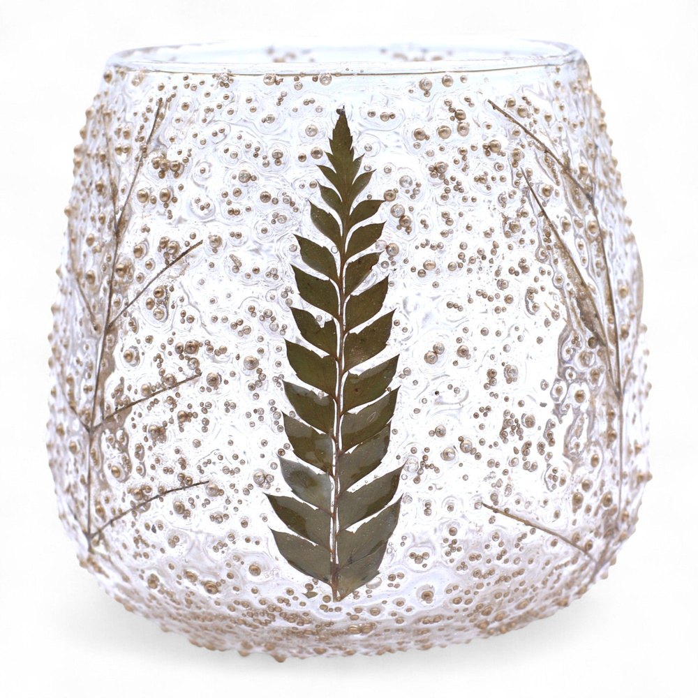Natural Floral Glass - Straight Candle Holder - Pino - (10x9cm)
