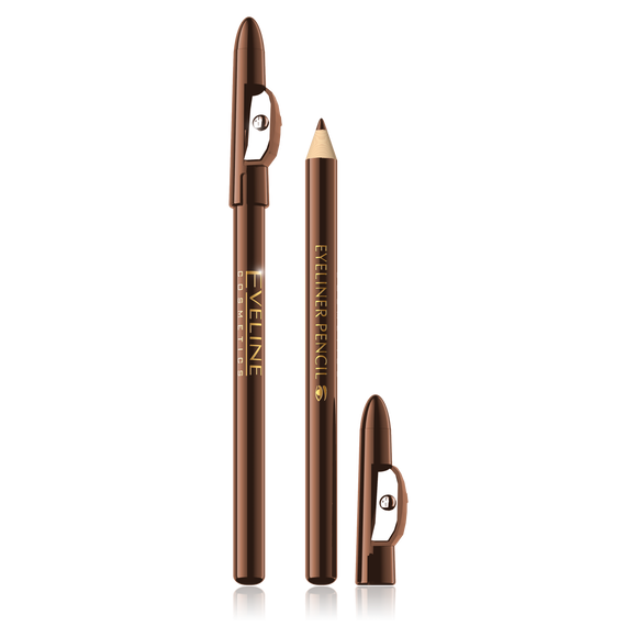 Eveline Eyeliner Pencil Kredka do Oczu z Temperówką Brązowa 1 Sztuka