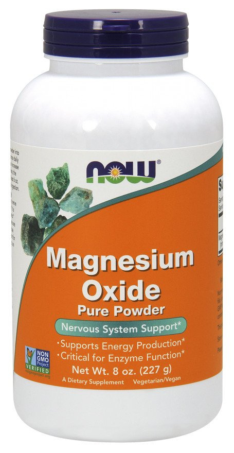 NOW Foods Magnesium Oxide Powder Czysty Magnez w Proszku dla Zdrowych Mięśni i Układu Nerwowego 227g