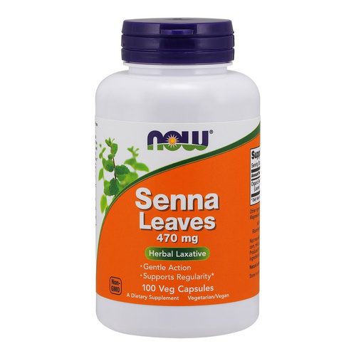 Now Foods Senna Leaves 470mg Reguluje Problemy Łagodnych Zaparć 100 Kapsułek