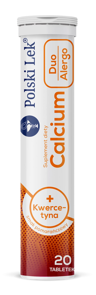Polski Lek Calcium + Kwercetyna Duo Alergo Alergia o Smaku Pomarańczowym 20 Tabletki