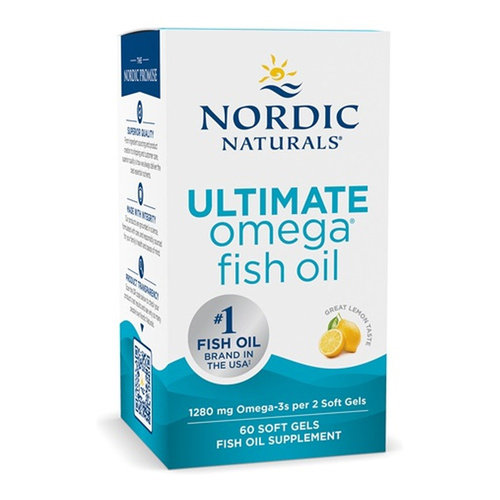Nordic Naturals Ultimate Omega 1280mg Cytrynowy Olej Rybny Na Wsparcie Mózgu i Odporności 60 Kapsułek
