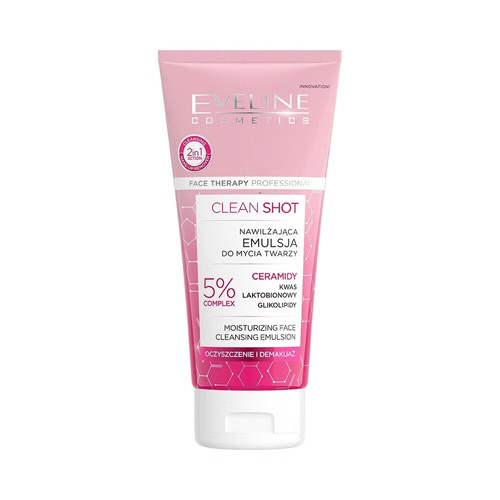 Eveline Face Therapy Professional Clean Shot Nawilżająca Emulsja do Mycia Twarzy dla Skóry Suchej i Wrażliwej 150ml