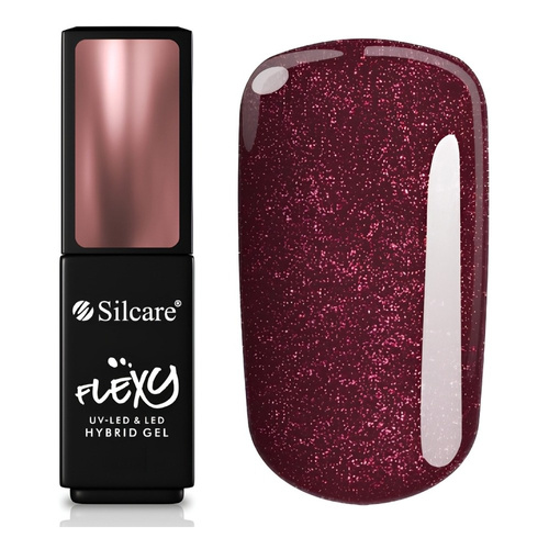 Silcare Flexy UV/LED Hybrid Nail Polish 196 So Rose! So Gold! Raspberry Glitz 4.5g