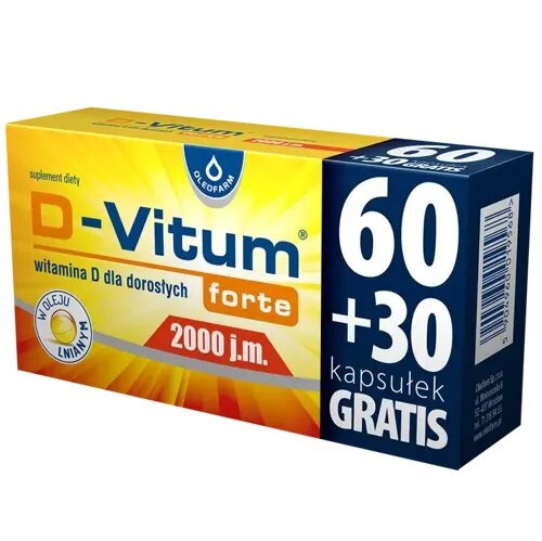 Oleofarm D-Vitum Forte 2000 j.m.Witamina D dla Dorosłych 90 Kapsułek