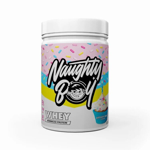 Naughty Boy Advanced Whey Protein Powder for Muscle Growth Birthday Cake 900g