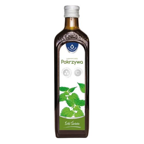 Oleofarm Sok z Pokrzywy + Witamina C Naturalne Wsparcie Odporności 490ml