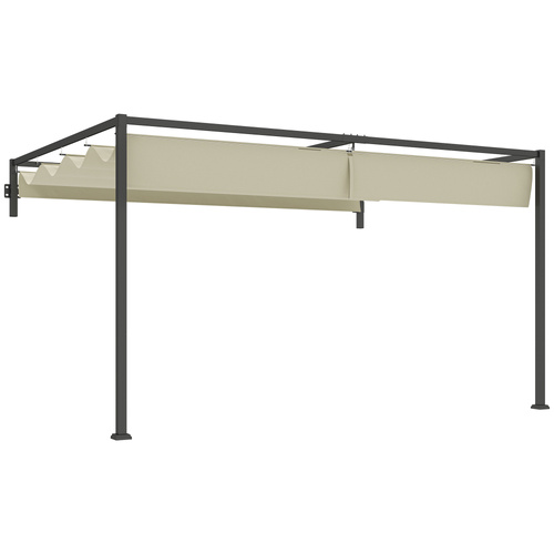 Outsunny 3 x 4m Steel Pergola, with Retractable Canopy - Khaki