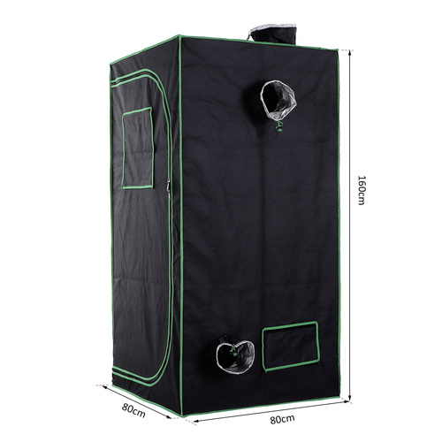 Outsunny Grow Tent Reflective Mylar Hydroponic with Adjustable Vents and Floor Tray for Indoor Plant Growing, 80 x 80 x 160 cm (31.5" x 31.5" x 63")
