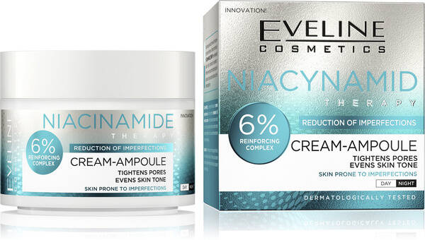 Eveline Niacynamid Therapy Krem-Ampulka 6% Reinforcing Complex dla Skóry Problematycznej na Dzień i na Noc 50ml