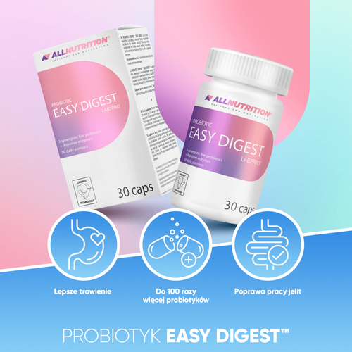Allnutrition Probiotic Easy Digest Wspiera Równowagę Mikroflory Jelitowej 30 Kapsułek