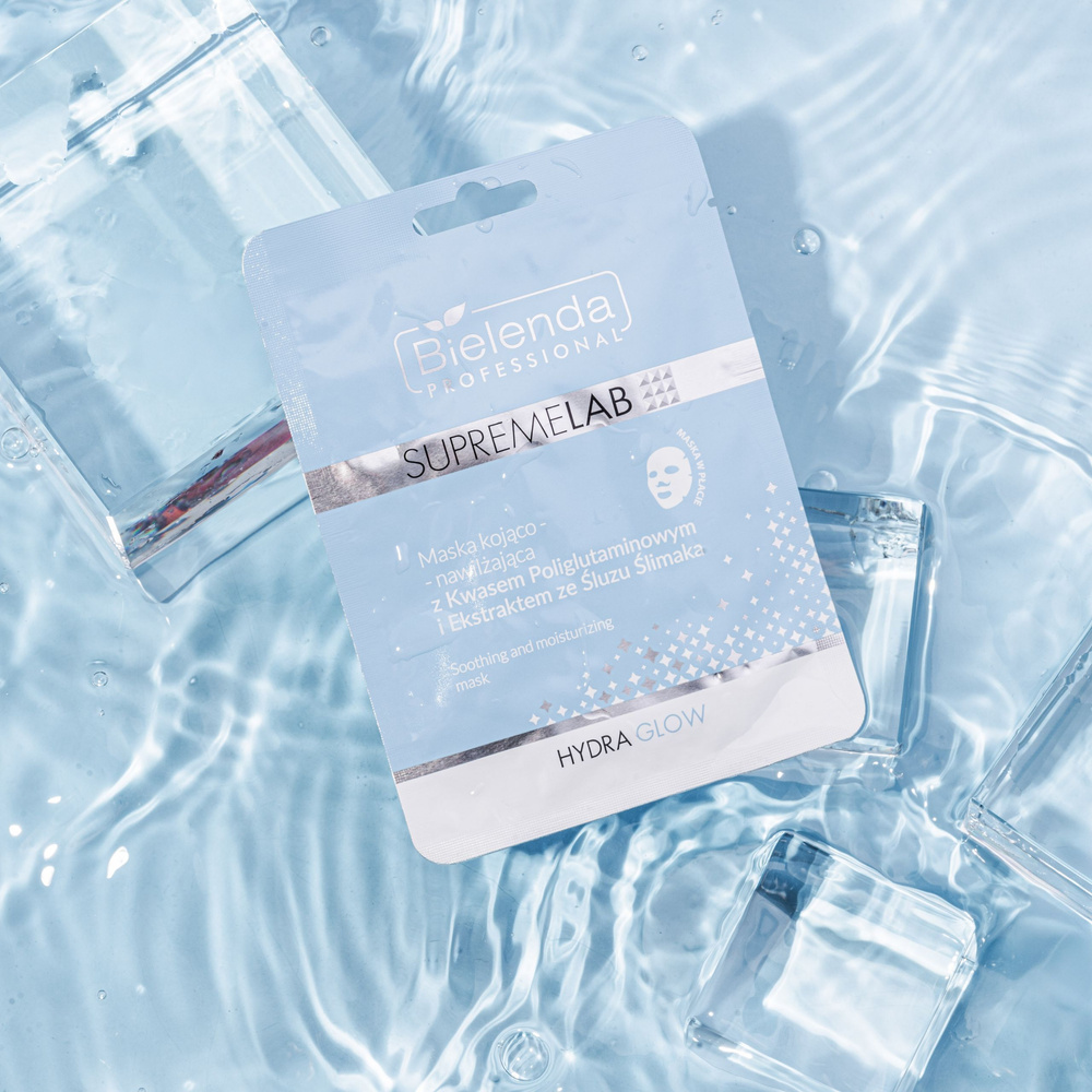 Bielenda Professional Supremelab Hydra Glow Soothing - Moisturizing Mask with Polyglutamic Acid and Snail Slime Extract for Dehydrated Sensitive Skin 20g