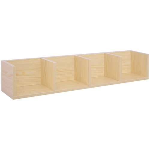 HOMCOM Wall Mount 84 CD / 56 DVD/Blu-ray/ Media Storage Rack 4 Cubes Wooden Shelf Organizer Unit Bookcase Display, Natural Wood Finish