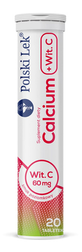 Calcium Witamina C Tabletki Musujące o Smaku Poziomkowym 20 Sztuk
