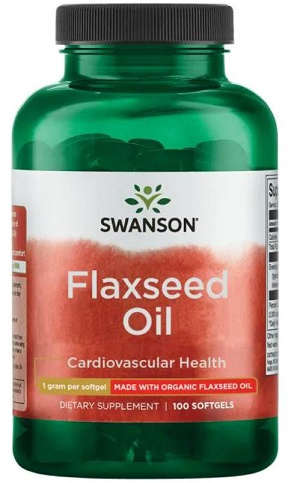 Swanson Flaxseed Oil 1000mg Olej Lniany 100 Kapsułek