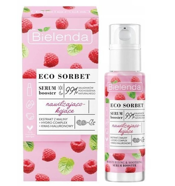 BIELENDA ECO SORBET MALINA, nawilżająco-kojące serum booster, 30ml