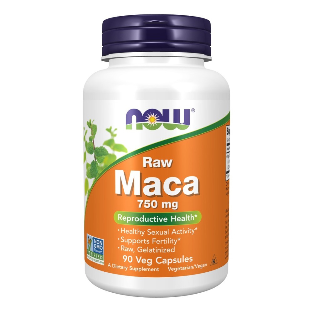 NOW Foods Maca 750 mg Raw Naturalne Wsparcie Energii Hormonów i Libido 90 Kapsułek