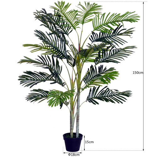 Outsunny 2 Ball Topiary Tree in Pot for Home Decor, Artificial Plant for Home Office, Living Room Decor, Dark Green