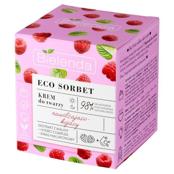 BIELENDA ECO SORBET MALINA, nawilżająco-kojący krem na dzień i noc, 50ml