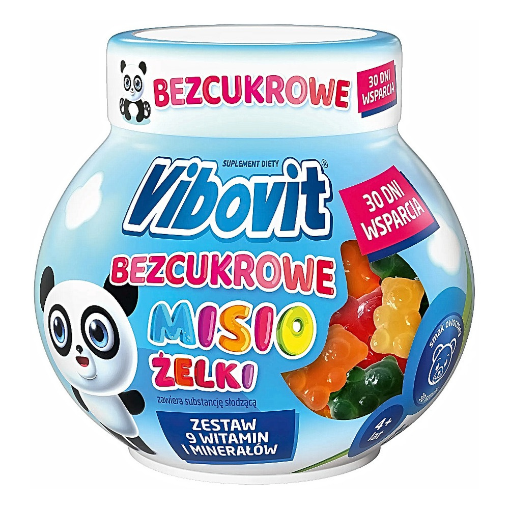 Vibovit Misio Bezcukrowe Żelki Owocowe Zestaw 10 Witamin i Minerałów powyżej 4 Lat 30 Sztuk