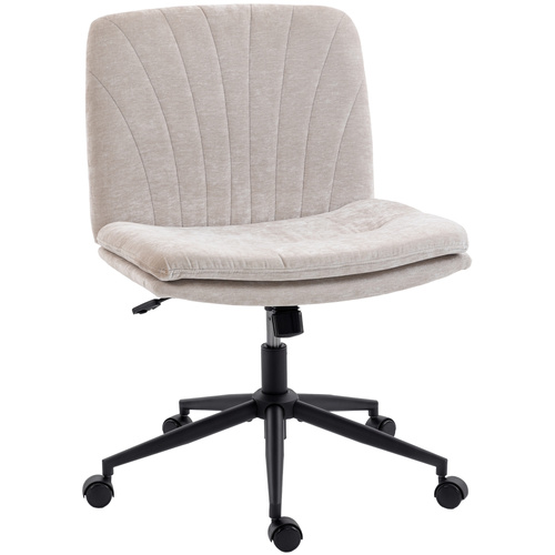 HOMCOM Criss Cross Chair with Wheels, No Arms - Beige