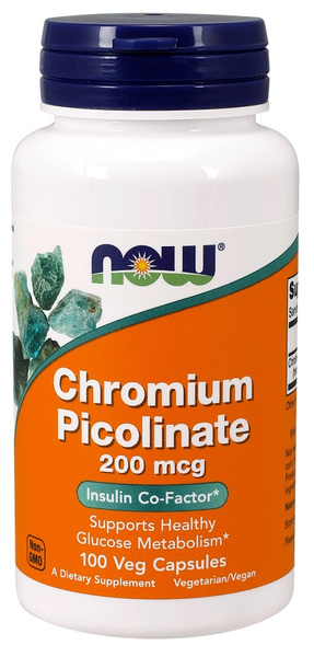 Now Foods Chromium Picolinate 200mcg Helps Maintain Healthy Blood Glucose Levels 100 Capsules