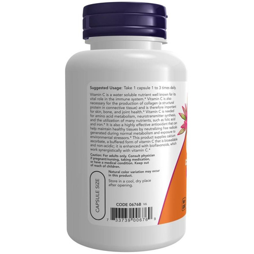 Now Foods Vitamin C-500 Calcium Ascorbate-C Wspomaga Odporność 100 Kapsułek