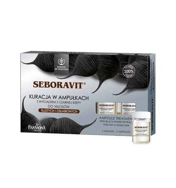 FARMONA Seboravit Kuracja w ampułkach z wyciągiem czarnej rzepy włosy tłuste i osłabione 5x5ml