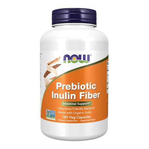 NOW Foods Prebiotyczna Inulina w Błonniku na Wsparcie Jelit 180 Kapsułek