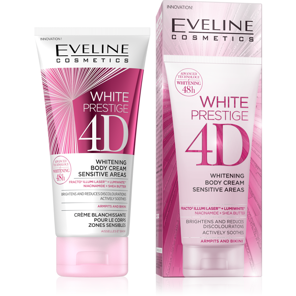Eveline White Prestige 4D Whitening Body Cream for Sensitive Areas 100ml Best Before 30.11.25