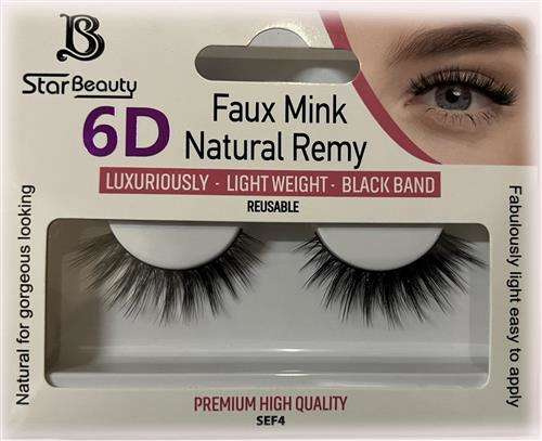 Star Beauty Natural Remy Hair Eyelashes 6D Full Volume and Soft Reusable SEF04