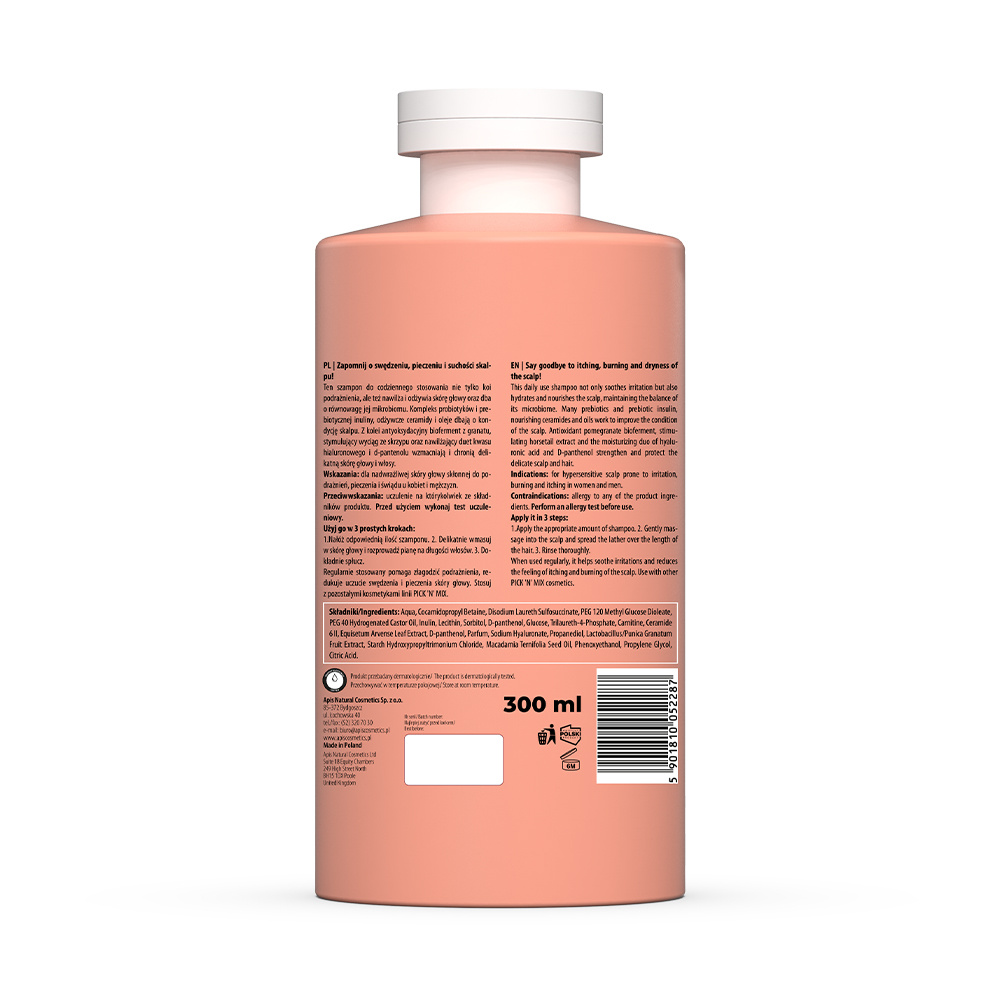 Apis Pick'N'Mix Care Me More Łagodzący Szampon do Wrażliwej Skóry Głowy Skłonnej do Podrażnień 300ml