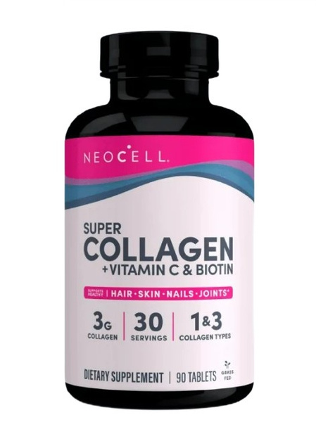 NeoCell Super Kolagen Witamina C i Biotyna Na Zdrową Skórę Włosy i Paznokcie 90 Tabletek