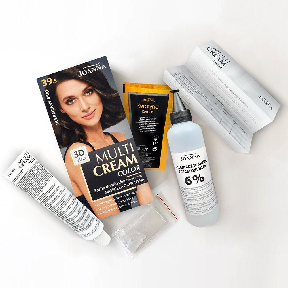 Joanna Multi Cream Color 3D Effect Hair Dye with Long-Lasting Effect No. 39.5 Tea Brown 1 Piece