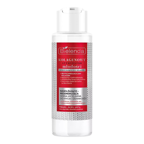 Bielenda Collagen Youth Stimulator Nawilżająco - Regenerująca Woda Micelarna do Mycia i Demakijażu Twarz Oczy Usta dla Skóry Dojrzałej i Wrażliwej 400ml
