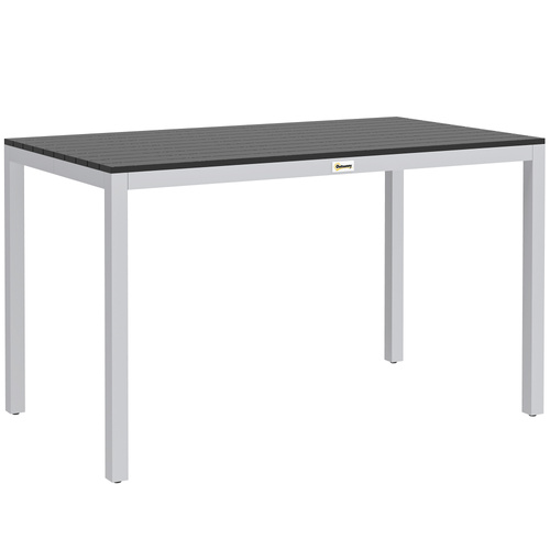 Outsunny Garden Table for 4-6, 120 x 70 cm Outdoor Dining Table with Rust-Resistant Aluminium Frame, Easy Maintenance Slatted Top, for Patio, Terrace, Balcony, Black