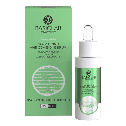 BasicLab Normalizing Anti-Blackhead Serum with 5% Azeloglycine and 1% BHA for Problematic Skin 30ml