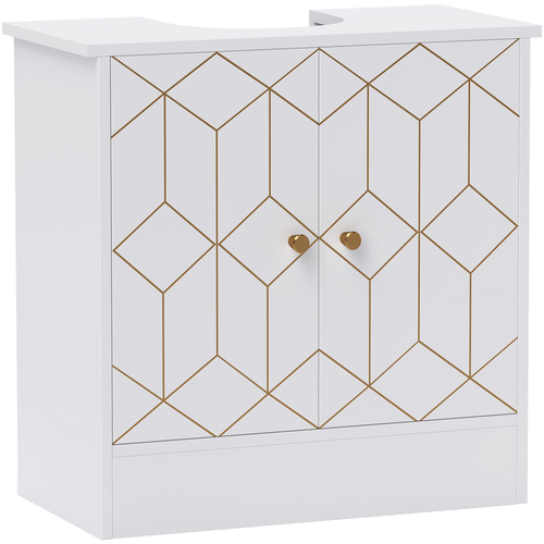 HOMCOM Under Sink Bathroom Cabinet, Under Sink Cabinet with Adjustable Shelf and Open Compartment for Basin with or without Pedestal, 60 x 30 x 60cm, White