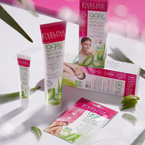 Eveline 99% Natural Aloe Vera Gentle Hair Removal Cream for Sensitive Leg Arms and Bikini Skin 125ml
