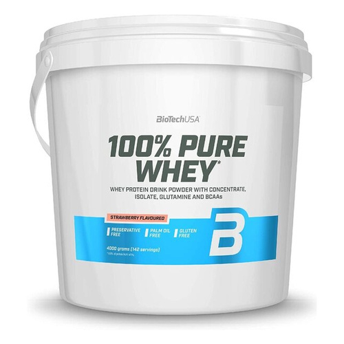 BioTechUSA 100% Pure Whey Strawberry Whey Protein Powder For Muscle Growth and Maintenance 4000g