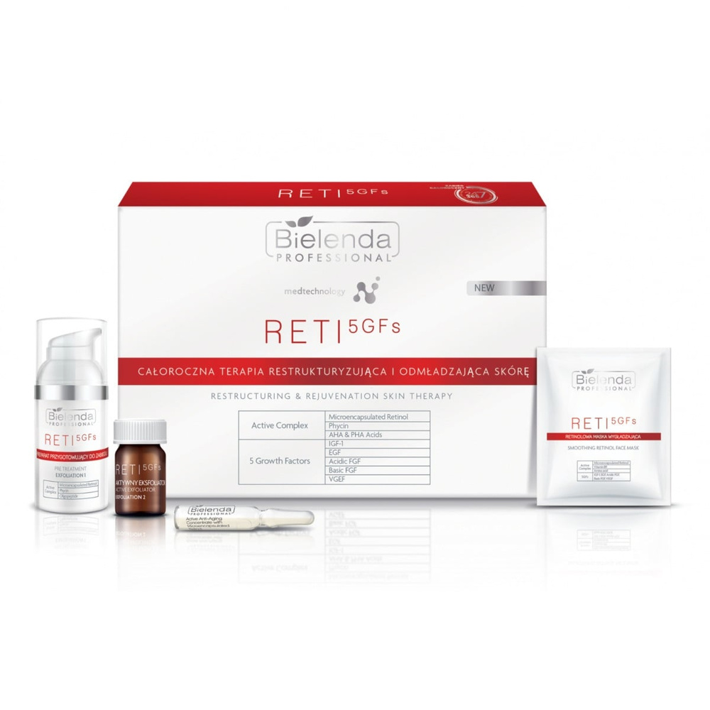 Bielenda Professional RETI 5 GFs Set Year-Round Restructuring and Rejuvenating Therapy for the Skin - Set for 10 Treatments