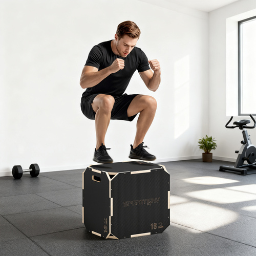 SPORTNOW Non-Slip Plyo Box, Corner-free Wooden Jump Box, 41 x 61 x 51 cm