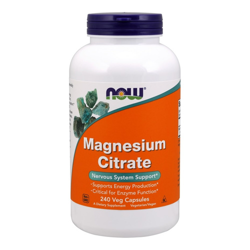 Now Foods Magnesium Citrate Kapsułki z Magnezem dla Energii Mięśni i Układu Nerwowego 240 Sztuk