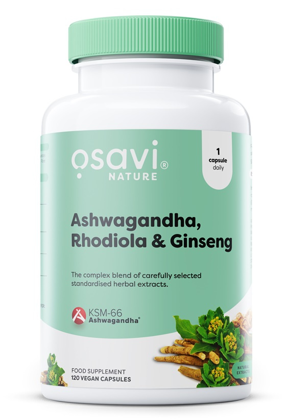 Osavi Ashwagandha + Rhodiola & Ginseng Adaptogen Complex 120 Vegan Caps